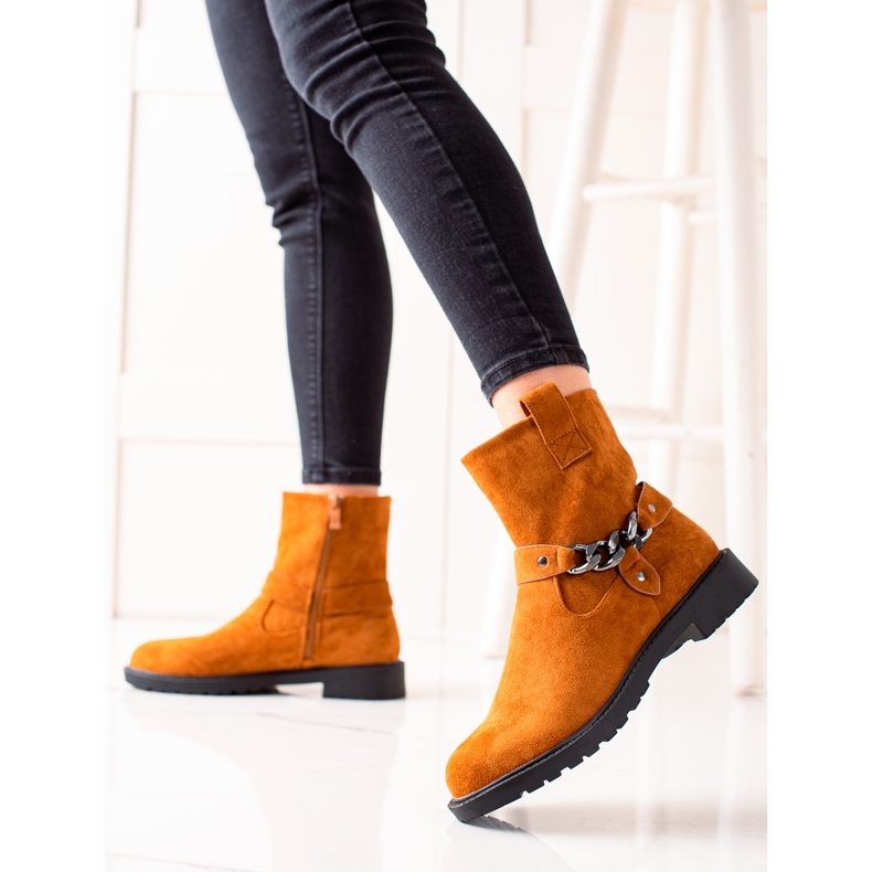 Weide Trabajadores de gamuza clásica naranja 1