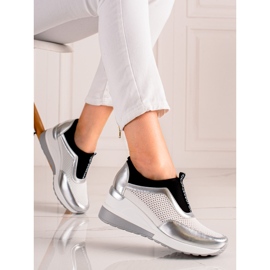 Zapatillas VINCEZA caladas blanco plata 2