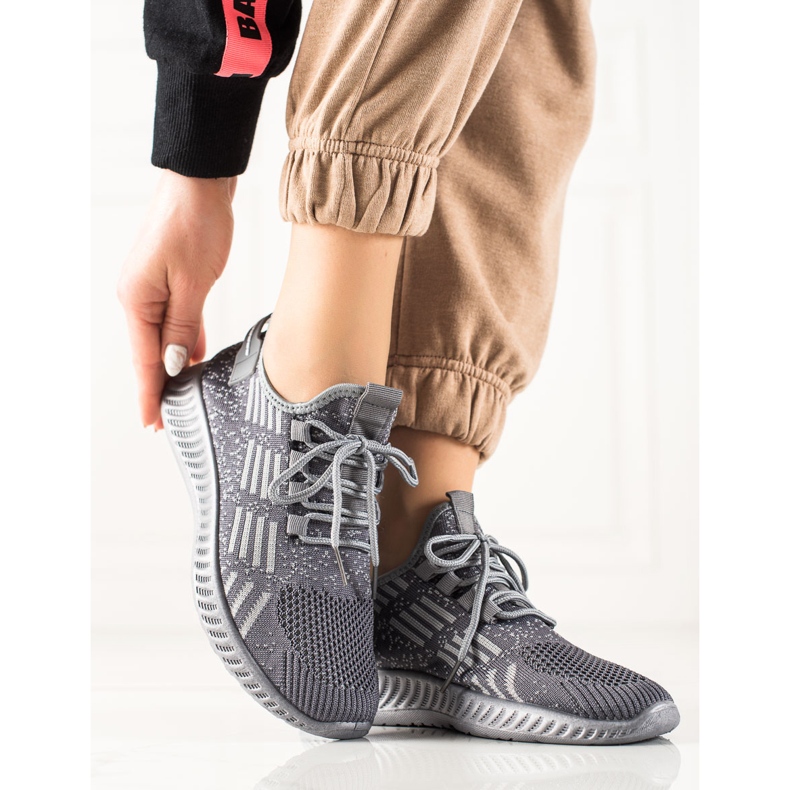 TRENDI Zapatillas Ligeras Atadas gris 2