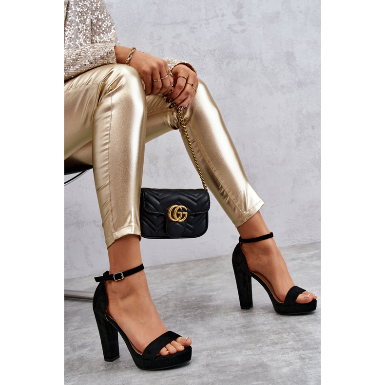 Sandalias Ante Tacón Espectacular Negro 1