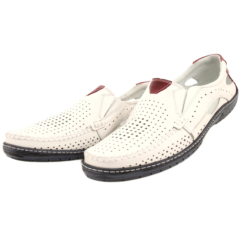 Olivier Mocasines hombre piel blanca 901 zapatos de verano blanco 3