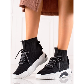 TRENDI Zapatillas de moda con calcetín. negro 2