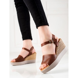 Clowse Sandalias ligeras con tacón de cuña marrón 1