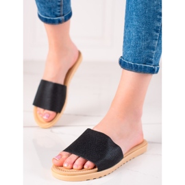 TRENDI Pantuflas con purpurina negro 2