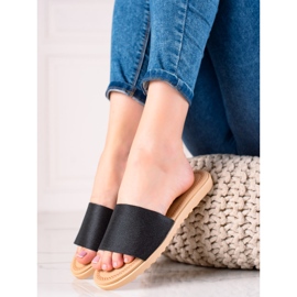 TRENDI Pantuflas con purpurina negro 3