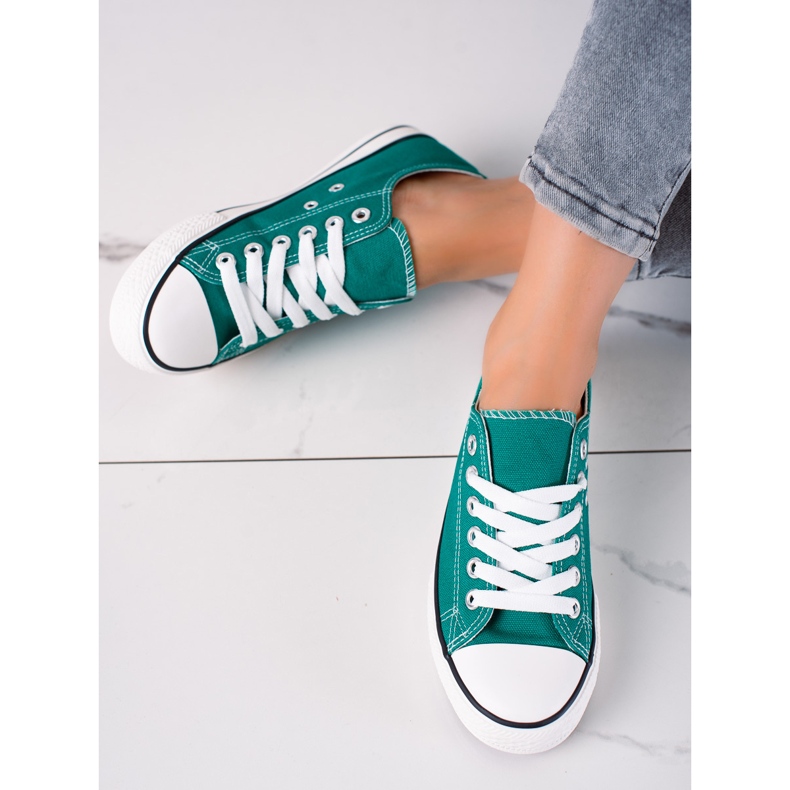 SHELOVET Zapatillas clásicas de mujer verde 1