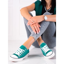 SHELOVET Zapatillas clásicas de mujer verde 2