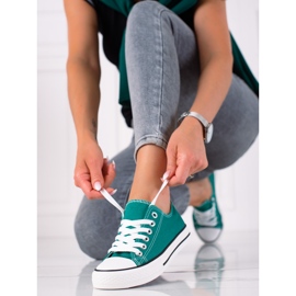 SHELOVET Zapatillas clásicas de mujer verde 3