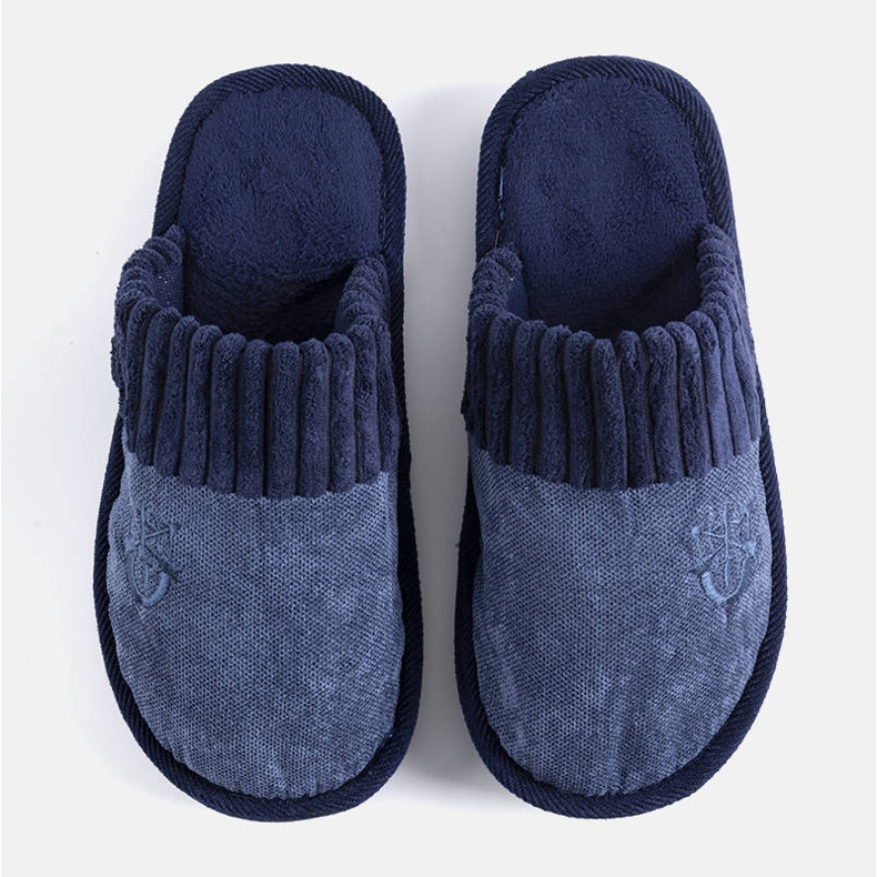 BM Pantuflas de hombre azul marino de Lesseps 1