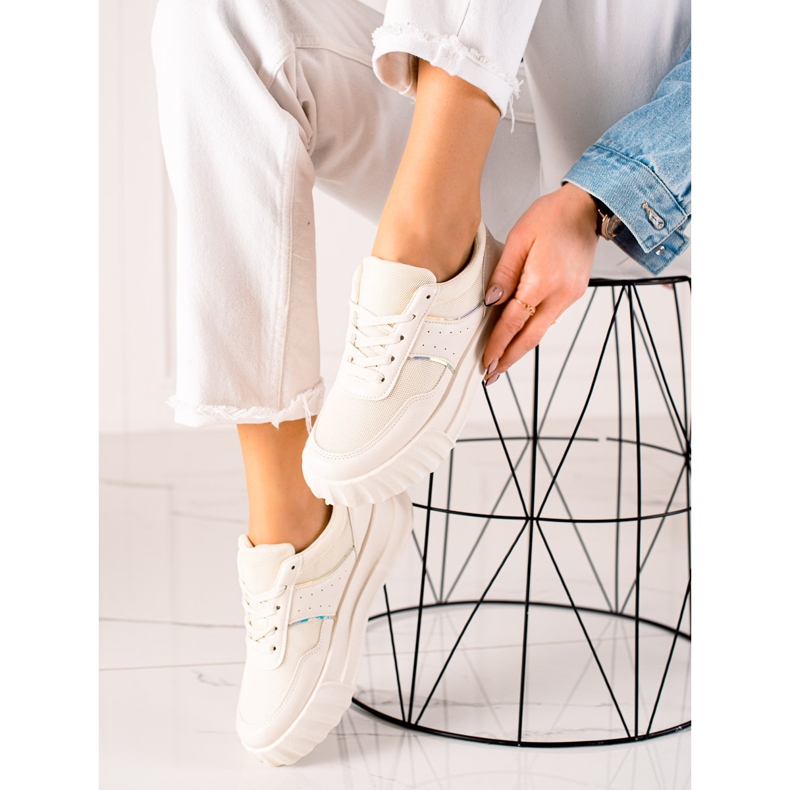 TRENDI Zapatillas deportivas en la plataforma beige 2