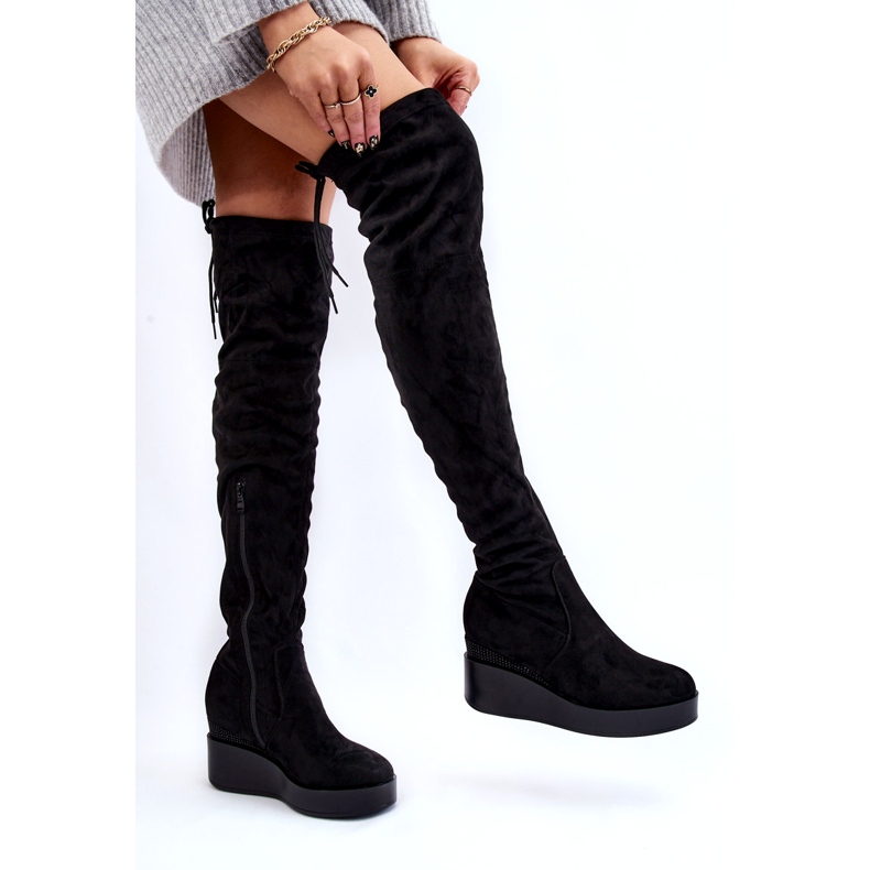 BM Botas Altas Mujer Cuña Muslo Negras Elori negro 1