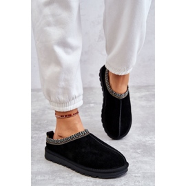 Pantuflas Mujer Ante Con Pelo Negro Buffie 6