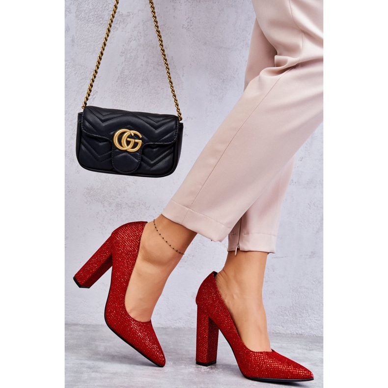 Bombas brillantes en el tacón rojo elmira 2