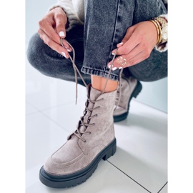 Botines con cordones Roisin Kaki de ante beige 3