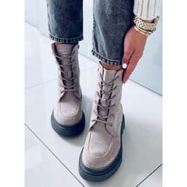 Botines con cordones Roisin Kaki de ante beige 1