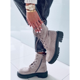 Botines con cordones Roisin Kaki de ante beige 2