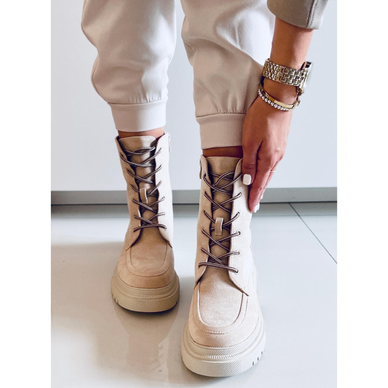 PA1 Botas con cordones ante Roisin Beige 2