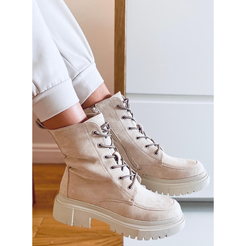 PA1 Botas con cordones ante Roisin Beige 1