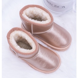 FRROCK Botas de nieve cálidas para niños color champán Scooby rosado dorado 3
