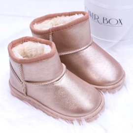 FRROCK Botas de nieve cálidas para niños color champán Scooby rosado dorado 2
