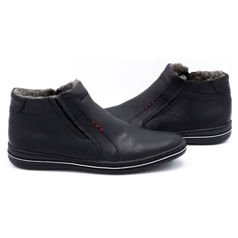 Polbut Zapatos de cuero para hombres de invierno 381 negro 4