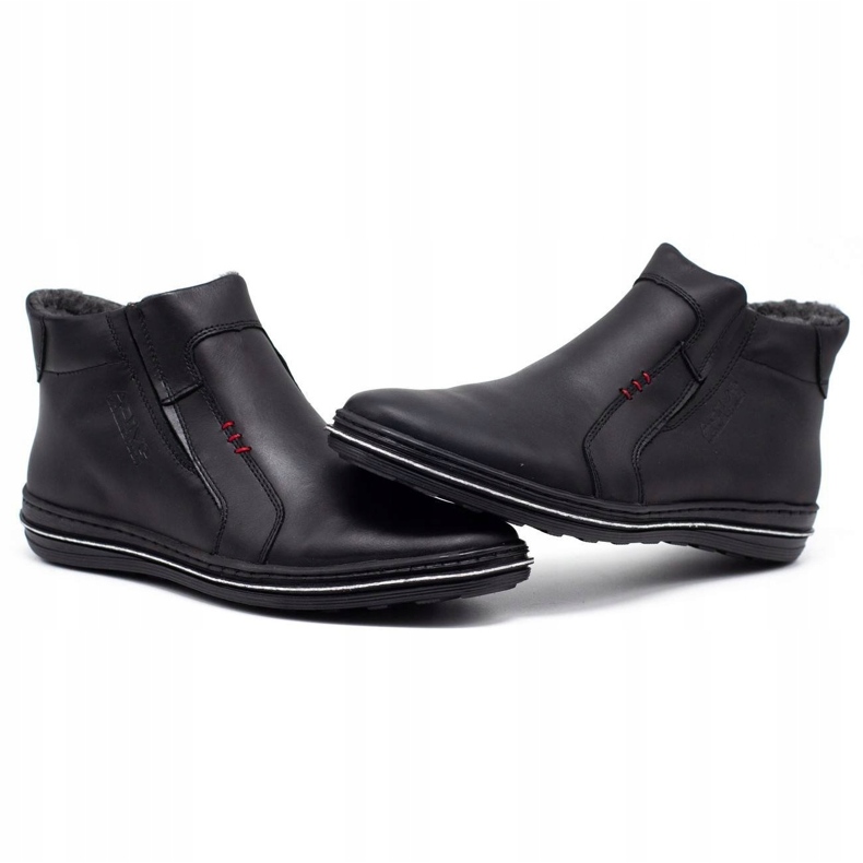 Polbut Zapatos de cuero para hombres de invierno 381 negro 2