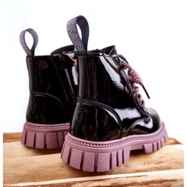 PA1 Botas Cálidas Heidi Lacado Negro y Violeta 4