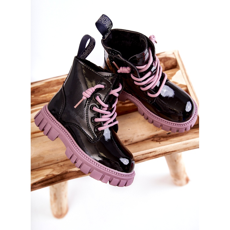 PA1 Botas Cálidas Heidi Lacado Negro y Violeta 2