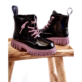 PA1 Botas Cálidas Heidi Lacado Negro y Violeta 1