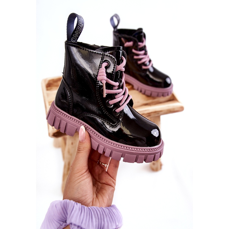 PA1 Botas Cálidas Heidi Lacado Negro y Violeta 3