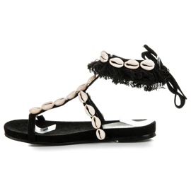 Vices Sandalias atadas con conchas negro 3