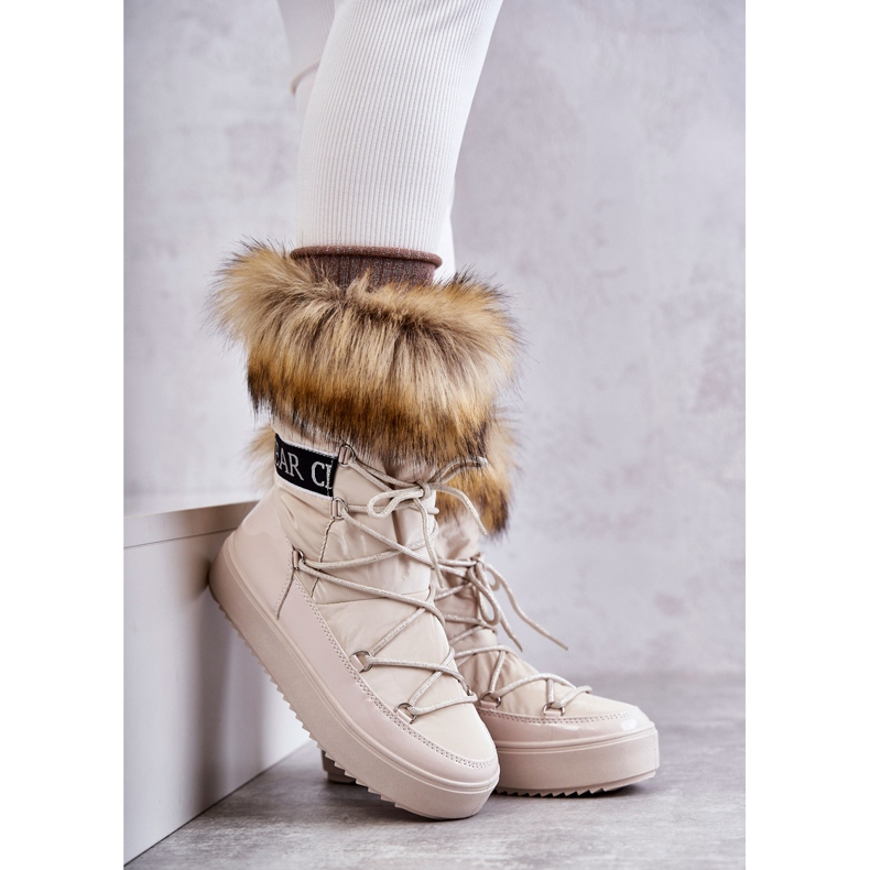 Botas de nieve con ataduras de beige de las mujeres 6