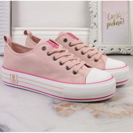 Zapatillas de mujer en la plataforma de color rosa polvo Big Star LL274181 rosado 2