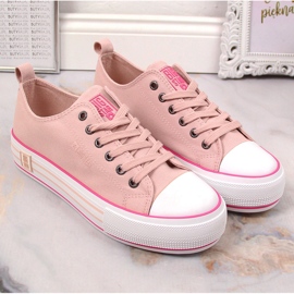 Zapatillas de mujer en la plataforma de color rosa polvo Big Star LL274181 rosado 3