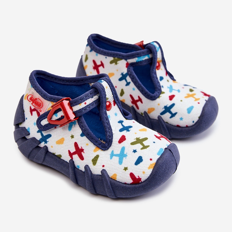 BEFADO S.A. Zapatos Pantuflas Befado Planes 110P463 Blanco y Marino azul marino 1