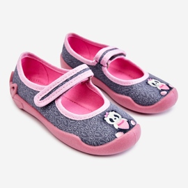 BEFADO S.A. Pantuflas Infantiles Befado Panda 114X506 Gris-Rosa rosado 1