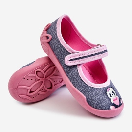 BEFADO S.A. Pantuflas Infantiles Befado Panda 114X506 Gris-Rosa rosado 3