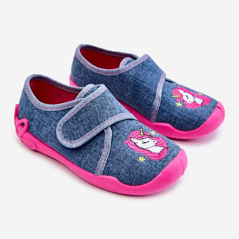 BEFADO S.A. Pantuflas Infantiles Befado Unicornio 122X016 Azul-Rosa 2