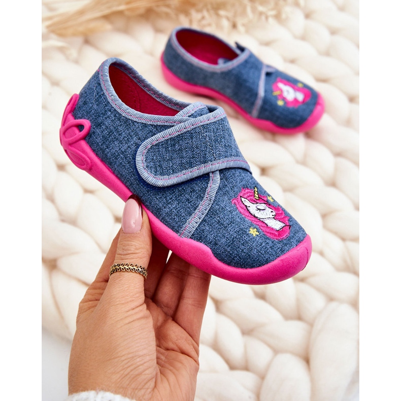 BEFADO S.A. Pantuflas Infantiles Befado Unicornio 122X016 Azul-Rosa 1