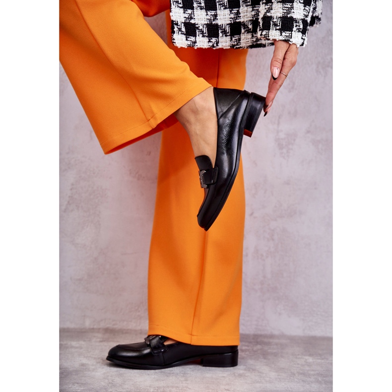 Vinceza Mocasines de cuero de moda Black Trine negro 2