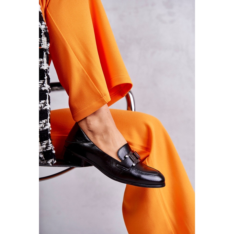 Vinceza Mocasines de cuero de moda Black Trine negro 4