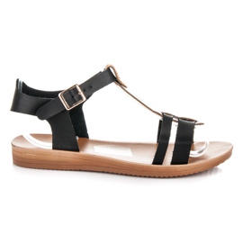 Licean Sandalias planas con hebilla negro 4