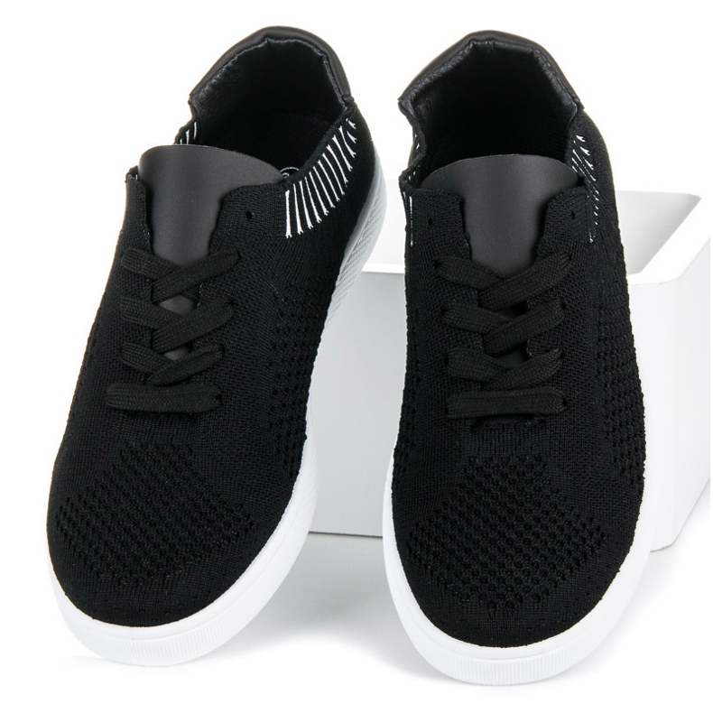 Ideal Shoes Deportivas de mujer textil negro 2