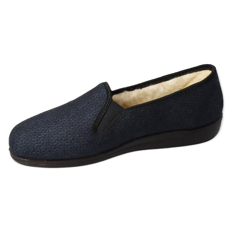 Pantuflas de hombre befado con aislamiento de lana pu 013M319, negro y azul marino 4