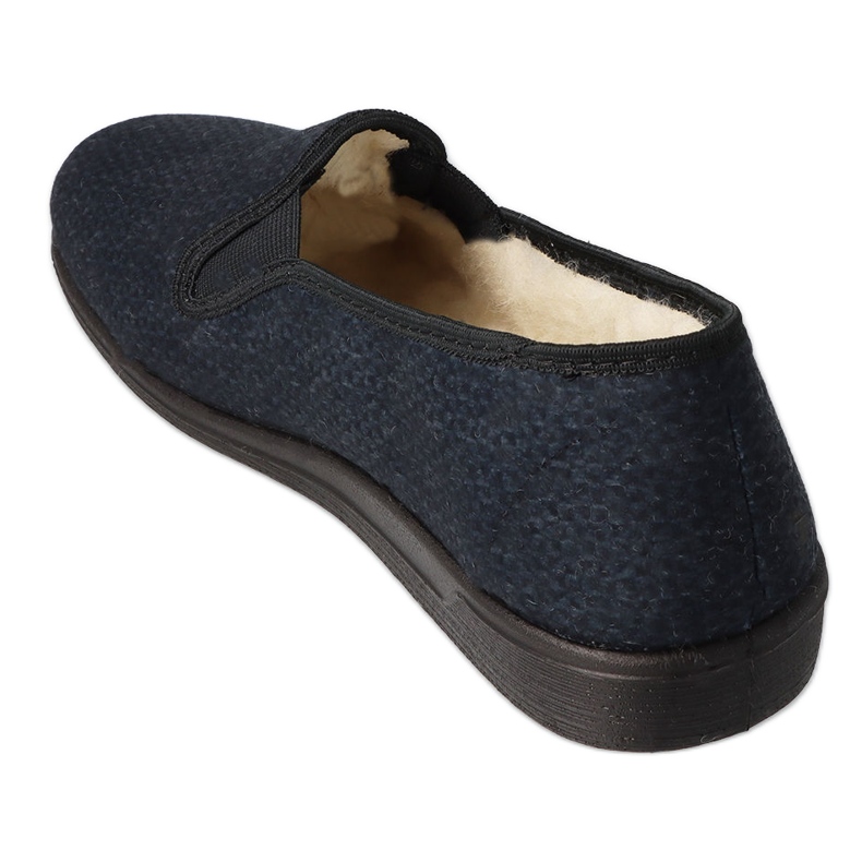 Pantuflas de hombre befado con aislamiento de lana pu 013M319, negro y azul marino 3