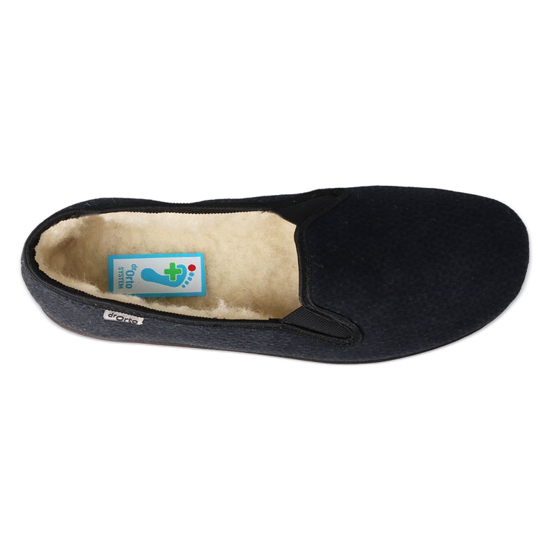 Pantuflas de hombre befado con aislamiento de lana pu 013M319, negro y azul marino 2
