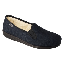 Pantuflas de hombre befado con aislamiento de lana pu 013M319, negro y azul marino 1