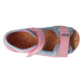 Zapatillas para niños de Befado con gatitos de corcho inserto 342p040 azul/rosa 4