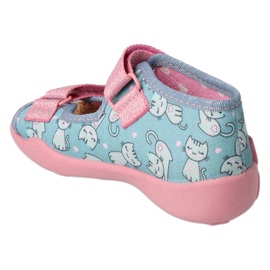Zapatillas para niños de Befado con gatitos de corcho inserto 342p040 azul/rosa 3