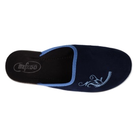 Pantuflas de mujer befado de pu 552D016, azul marino, con bordado 3